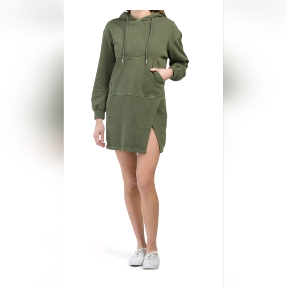 7 For All Mankind Green Hoodie Mini Dress Size L, New With Tags!
